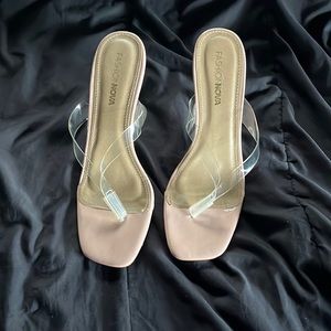 Clear Nude light Pink Leather Heels USA Size 9